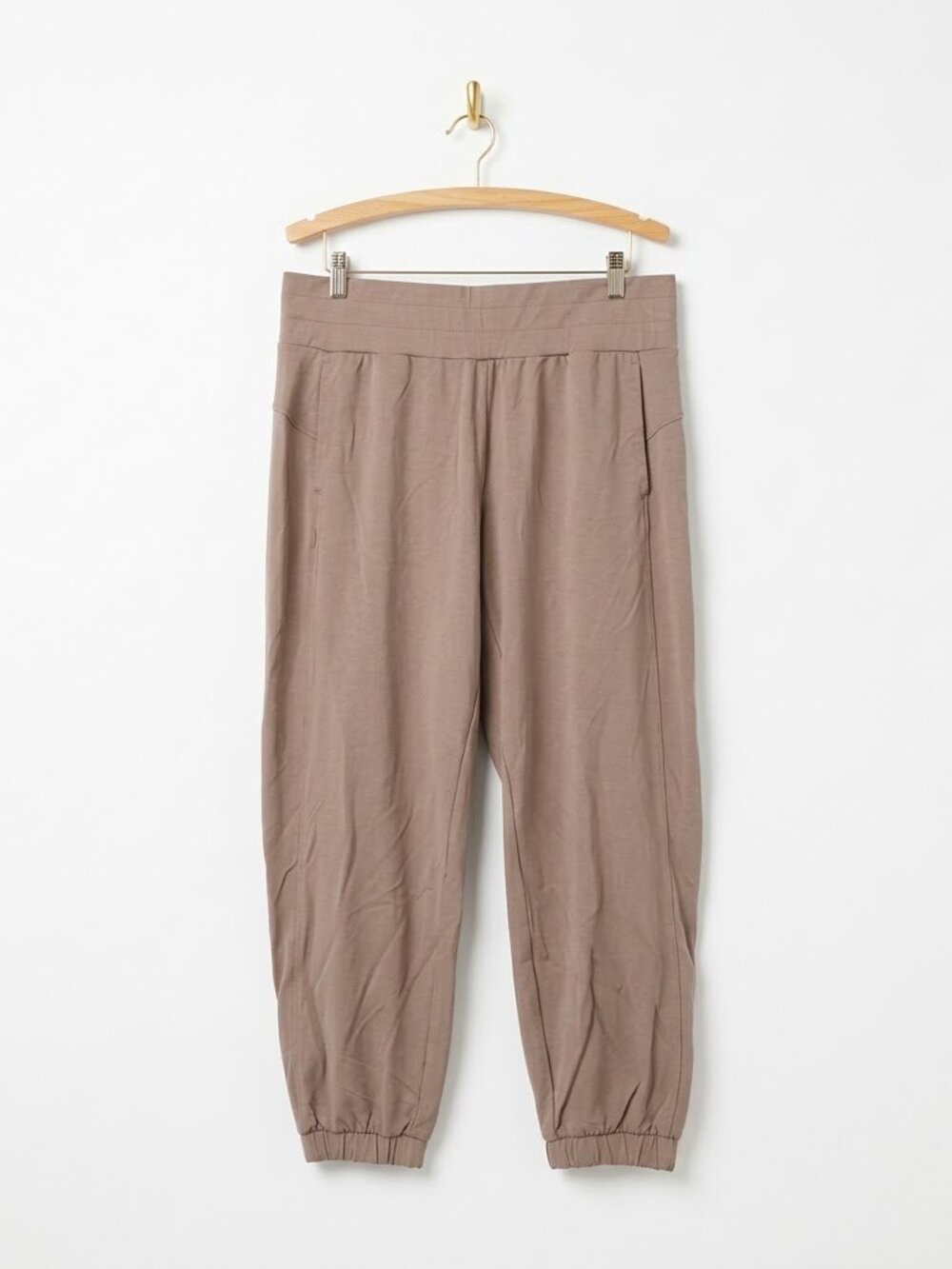 High-Rise Joggers Size XL Taupe Elastic Waist Comfy Lounge Pants Athleisure